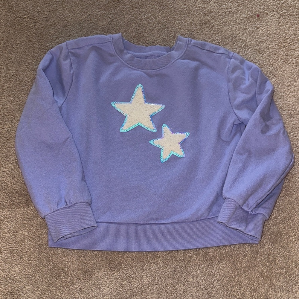 Cat & Jack Lavender Pullover Sweatshirt with White Sequin Stars